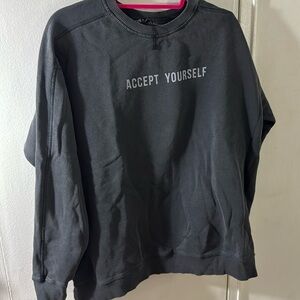 Zara large gray sweater printed shirt  “accept yourself”